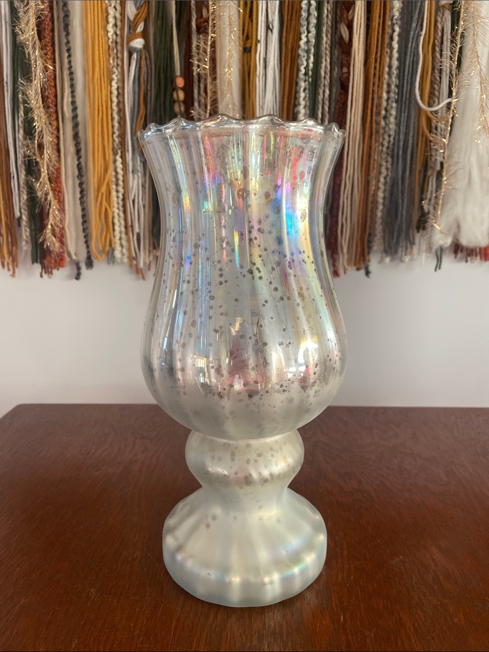 Elegant Silver frosted Glass candle holder -